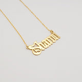 Old English Initial Name Necklace-Gothic Style Name Necklace