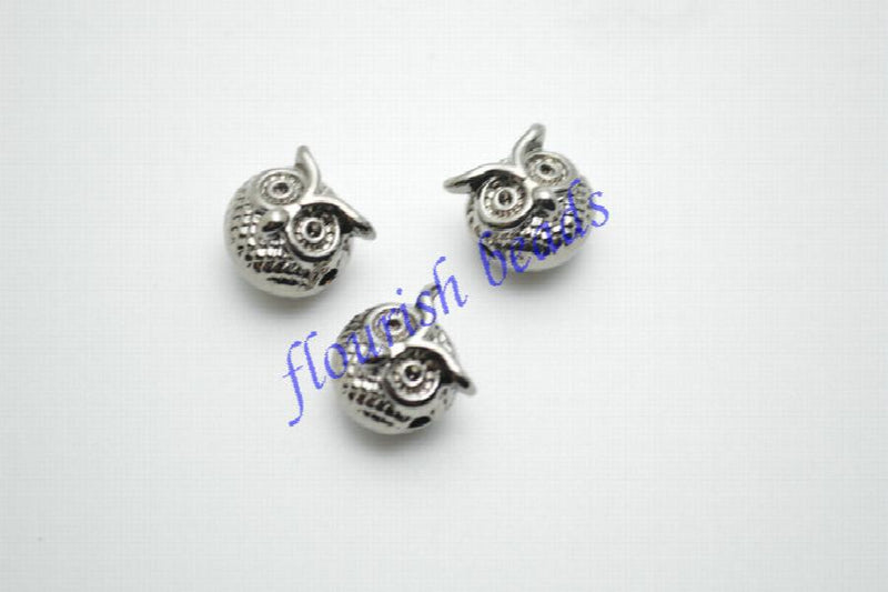 10mm Owl Metal Charm Spacer Beads DIY Jewelry Findings 50pc/Lot