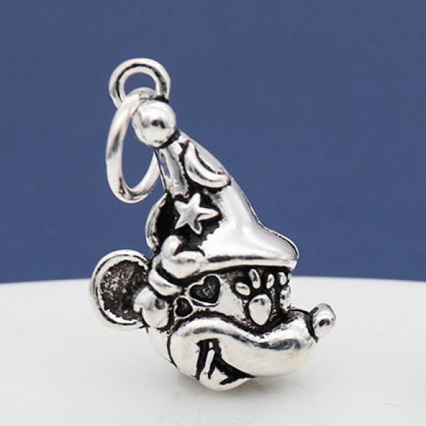 925 Sterling Silver Mouse Dangle Charm Small Hole Bracelet DIY