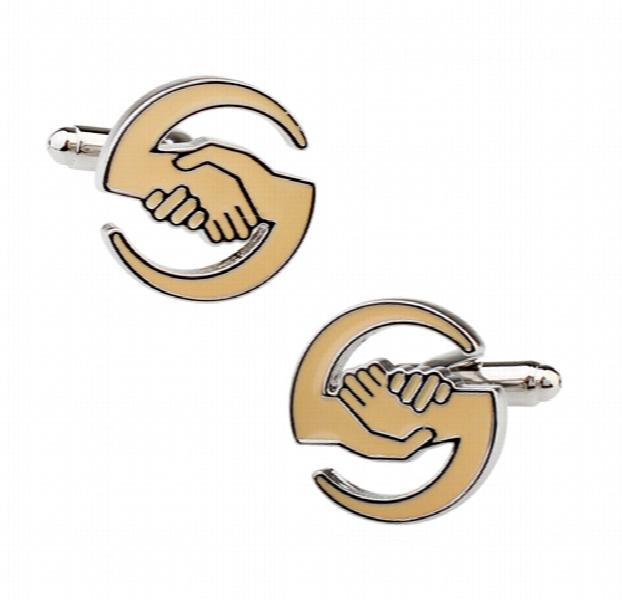 Brown Business Brass Men's Cufflinks