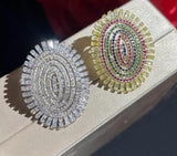 S925 Silver Copper Zircon Ellipse Crystal Earrings DIY Jewelry Accessories