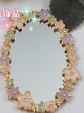 4pcs Ellipse Flower Mirror Cell Phone DIY Alloy Decoration