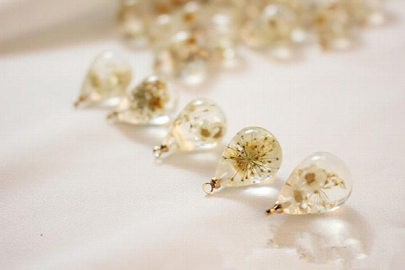 Dried Flowers Resin Bead Charms DIY Jewelry Earring Pendant Accessory