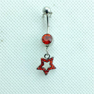 Star Rhinestone Navel Piercing Stainless Steel Belly Ring