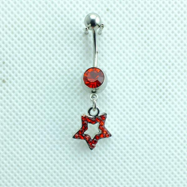 Star Rhinestone Navel Piercing Stainless Steel Belly Ring