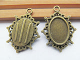 50pcs Antique Silver/Bronze Oval Flower Border Base Setting Tray Bezel Pendant