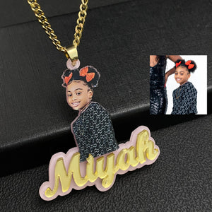 Acrylic Picture Necklace with Name Chain for Women