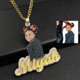 Acrylic Picture Necklace with Name Chain for Women