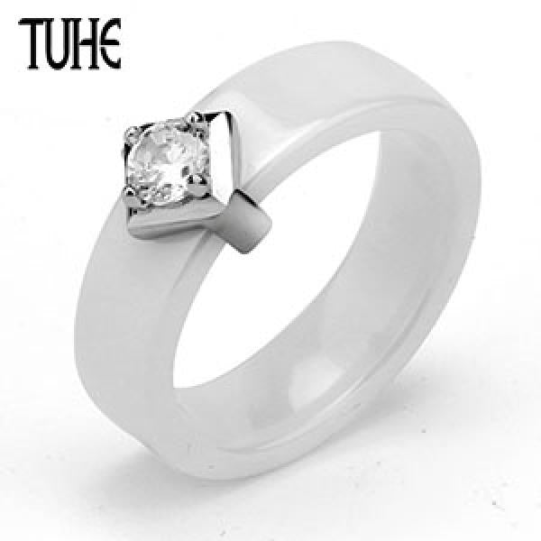 Crystal Element Ceramic Wedding Ring for Women