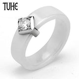 Crystal Element Ceramic Wedding Ring for Women