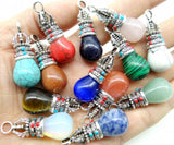 12pc Natural Stone Quartz Crystal Opal Tiger Eye Pillar Chakra Pendants