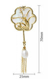Vintage 14K Plated Pearl Shell Tassel Brooch for Women