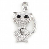 20PCS 17x30mm Cat Pendant Hang Charms Gold Silver DIY Floating Locket