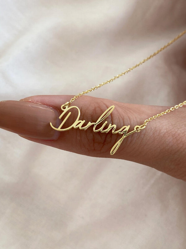 Custom Handwriting Name Necklace, Stainless Steel Nameplate Jewelry