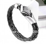 Men's Angel Wing Rhinestone Leather Bracelet