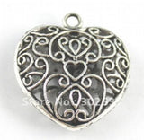 30PCS Spiral Heart Pendants Tibetan Silver Filigree A15502