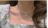 Vintage Baroque Palace Necklace Double Layer Pearl Chain Choker Choker Jewelry