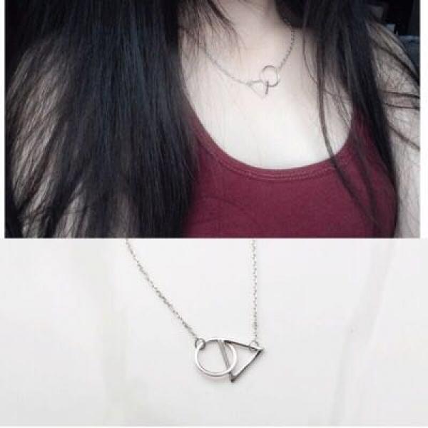 925 Silver Triangular circle Necklace Pendant for Women