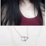 925 Silver Triangular circle Necklace Pendant for Women