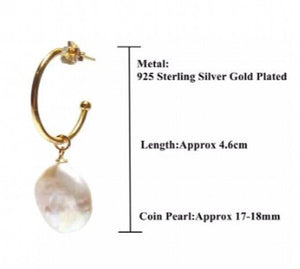 Arrival Favorite Coin Baroque Pearl 925 Sterling Silver Earrings