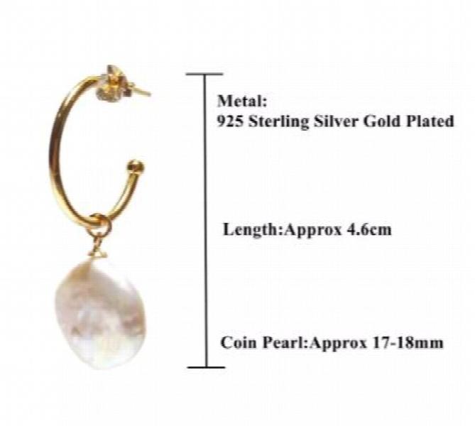 Arrival Favorite Coin Baroque Pearl 925 Sterling Silver Earrings