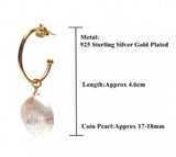 Arrival Favorite Coin Baroque Pearl 925 Sterling Silver Earrings