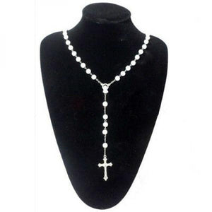 Stainless Steel Rosary Necklace with Crown Pattern