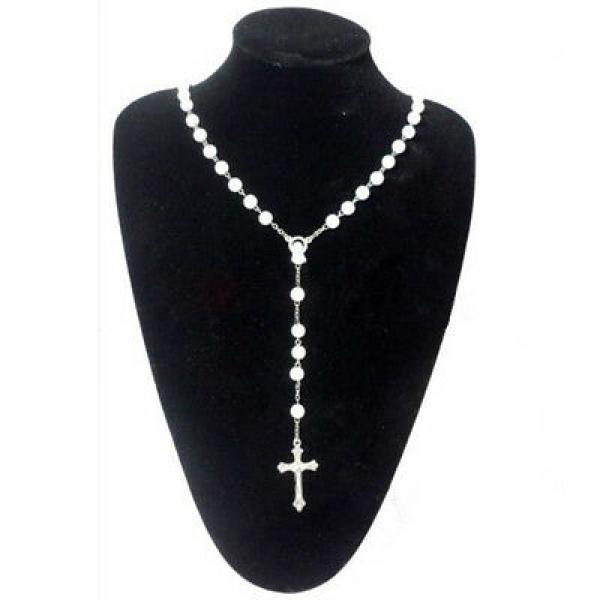 Stainless Steel Rosary Necklace with Crown Pattern