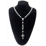 Stainless Steel Rosary Necklace with Crown Pattern