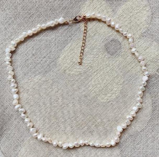 Baroque Freshwater Pearl Choker Necklace 5mm Irregular Nuggets Short Collar