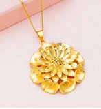 Copper Euro Sandblasted Large Rose Pendant Brass Plated Flower