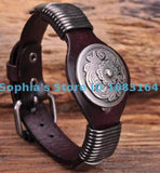 S542 Vintage Floral Studded Men's Leather Bracelet