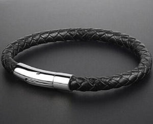 Men's Cow Leather Bracelet Stainless Steel Clasp