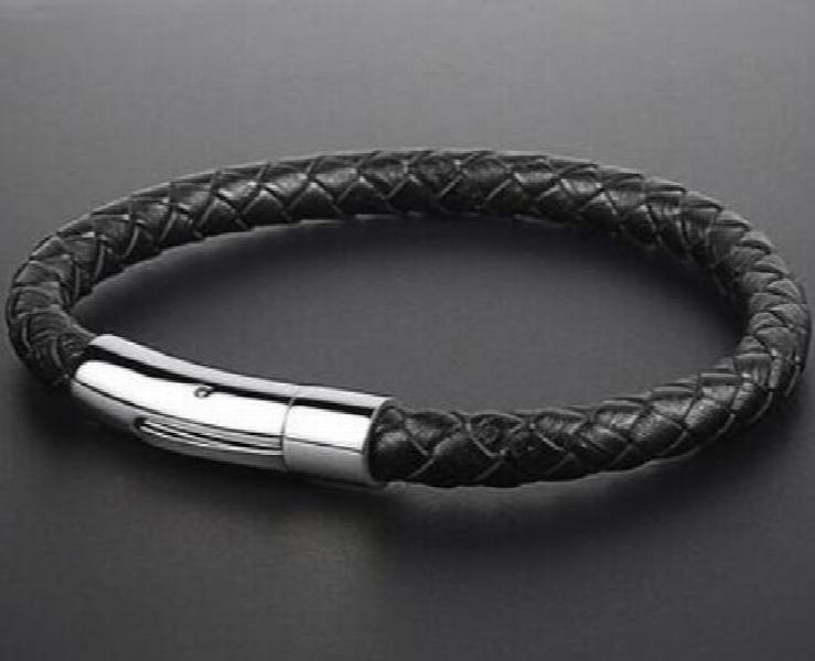 Men's Cow Leather Bracelet Stainless Steel Clasp