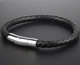Men's Cow Leather Bracelet Stainless Steel Clasp