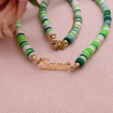 Colorful Clay Beaded Name Pendant Necklace for Women