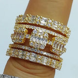 Big CZ Statement Rings Women Boho Beach Wedding Jewelry