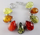 Modernist TEARDROP GOLDEN HONEY Pressed Amber Bracelet
