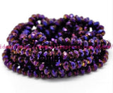 6*4MM Purple Glass Crystal Rondelle Beads - 1000pcs
