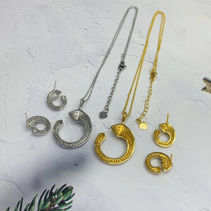 Copper Zircon Necklace with Earrings Set S1880