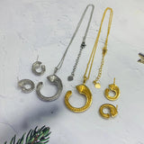 Copper Zircon Necklace with Earrings Set S1880