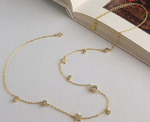 925 Silver Zircon Star Choker Necklace