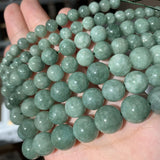 Green Burmese Jades Stone Beads Round Spacer Beads For Jewelry Making 15''