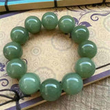 Natural Hetian Jade Dark Green Bead Bracelet Men's and Women's Jewelry