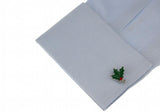 Men's Leaf Green Red Cufflinks M4364