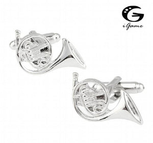 iGame Sousaphone Cuff Links Brass Silver