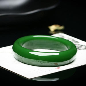 Zheru Jewelry Hetian Jade Green Bracelet 54-64mm Gift for Mother and Girlfriend