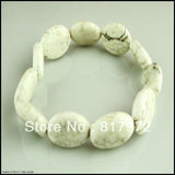 5pcs Oval Howlite Bead Bangle Bracelet Elasticity Adjustable Party Charm