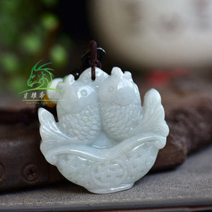 Zheru Jadeite Pisces Pendant Necklace, Jewelry Gift