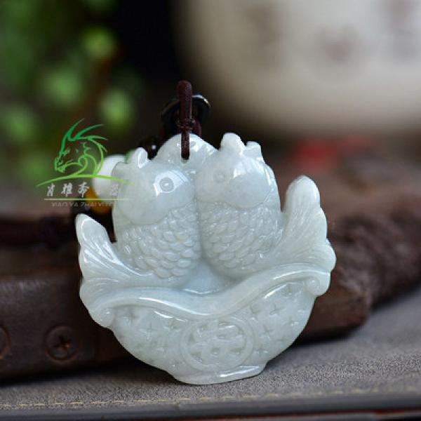 Zheru Jadeite Pisces Pendant Necklace, Jewelry Gift